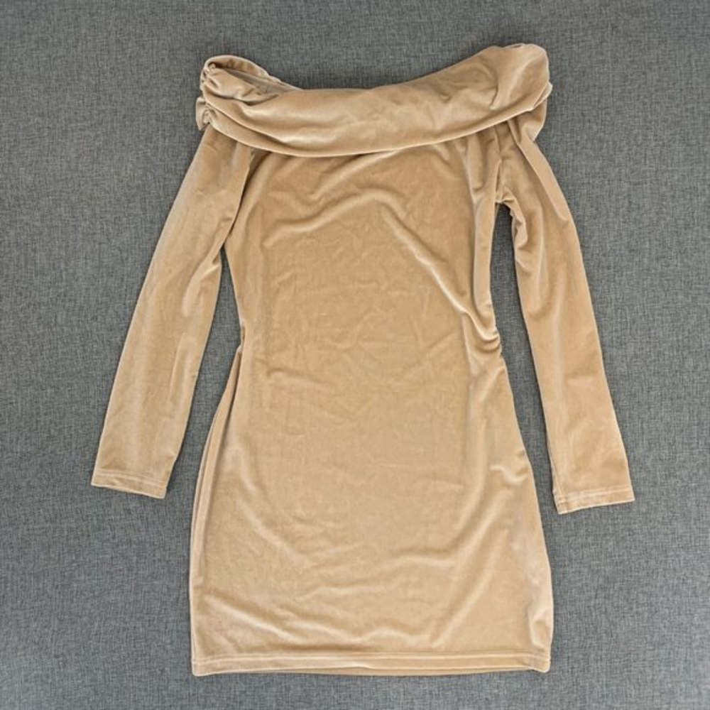 Toby Heart Ginger‎ Velvet Sexy Fitted Dress Bodycon Long Sleeve Off Shoulder